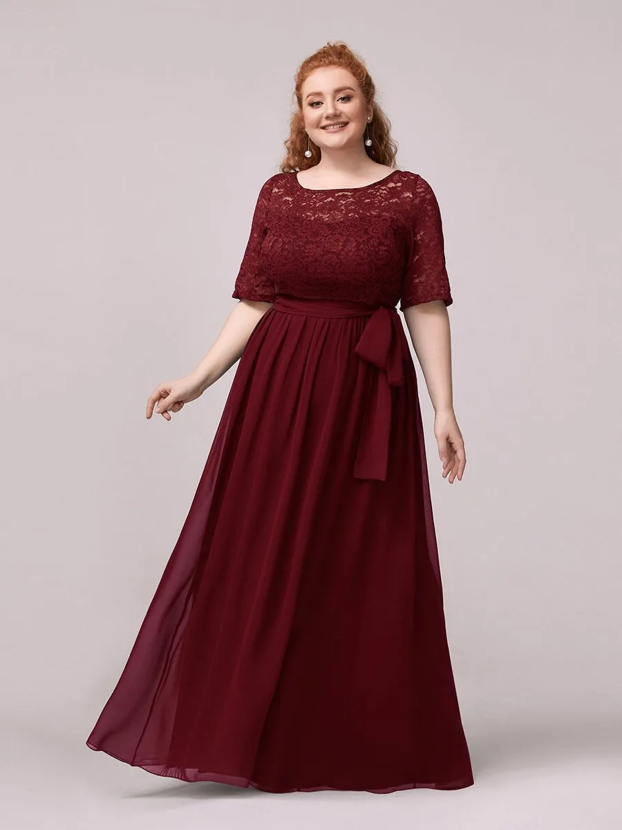 Maxi Long Lace Illusion Wholesale Plus Size Mother Of Bride Dresses EZ07624