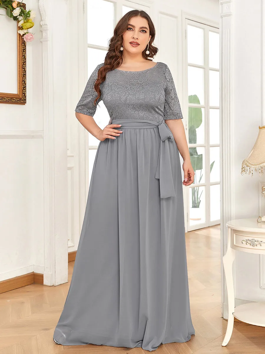 Maxi Long Lace Illusion Wholesale Plus Size Mother Of Bride Dresses EZ07624