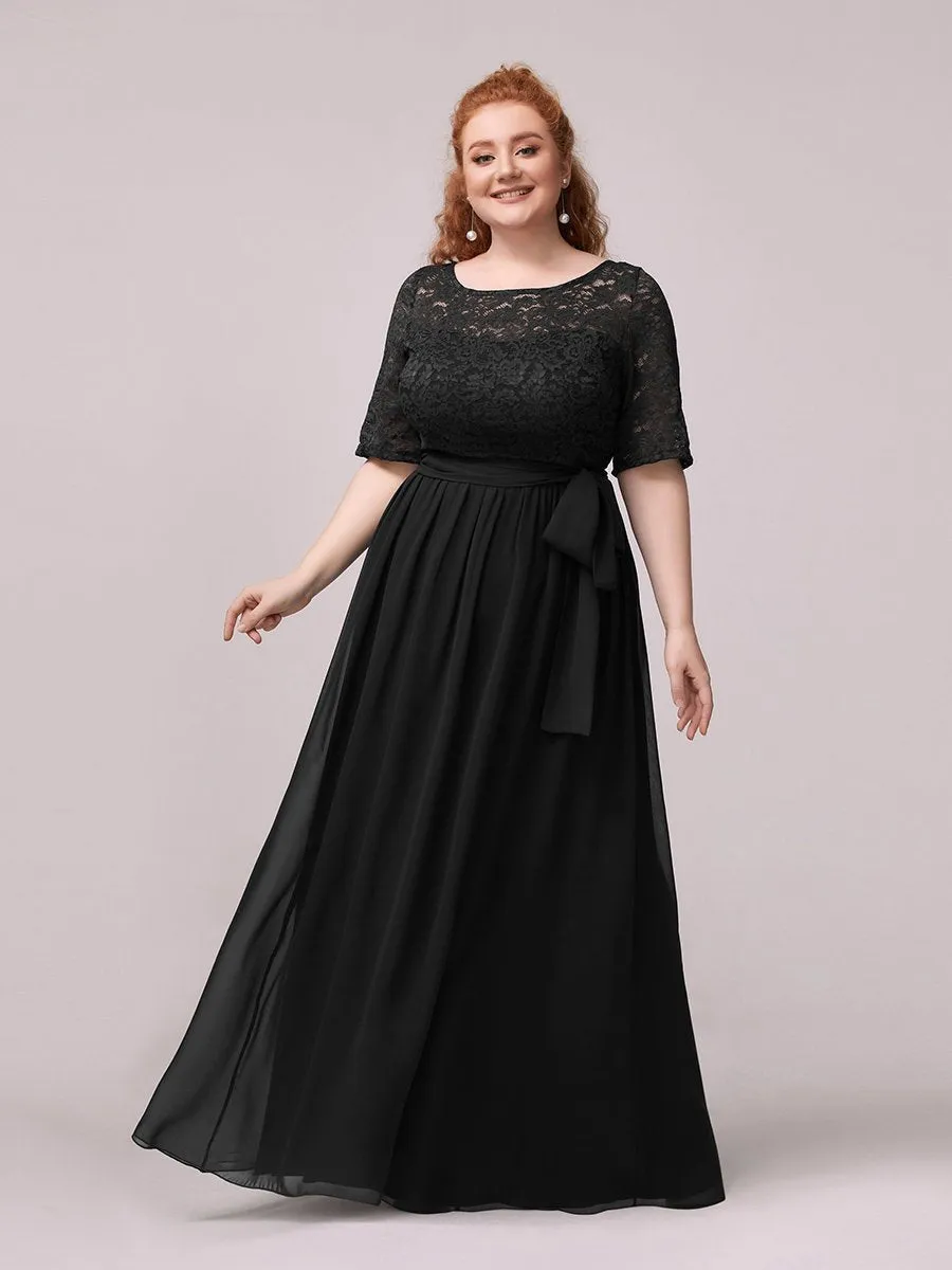 Maxi Long Lace Illusion Wholesale Plus Size Mother Of Bride Dresses EZ07624