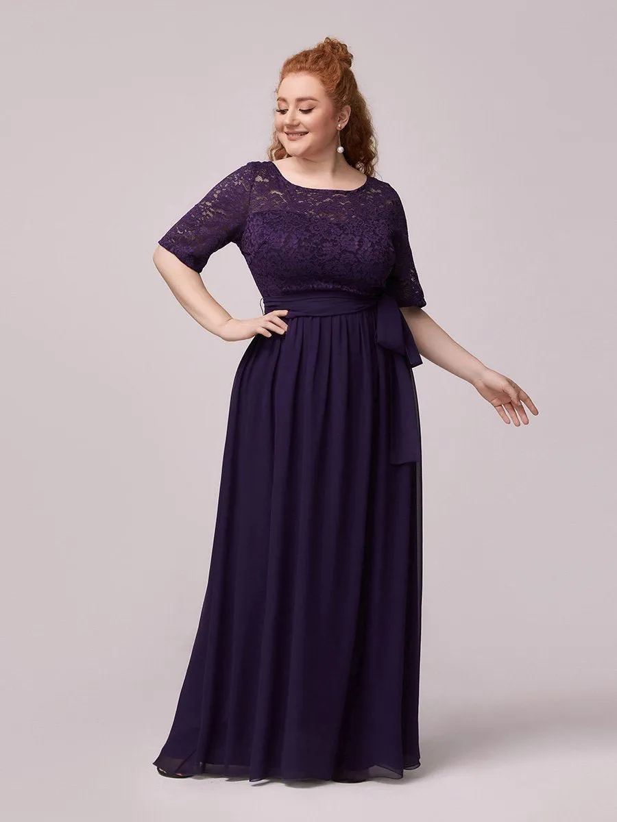Maxi Long Lace Illusion Wholesale Plus Size Mother Of Bride Dresses EZ07624