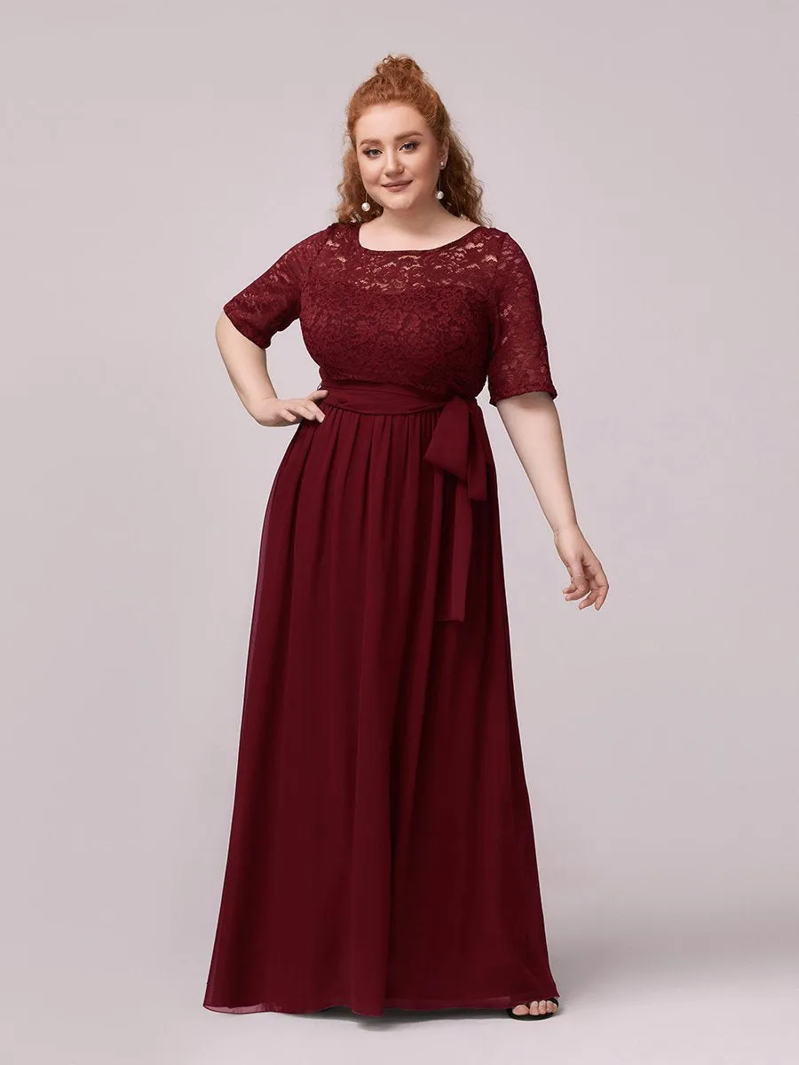 Maxi Long Lace Illusion Wholesale Plus Size Mother Of Bride Dresses EZ07624