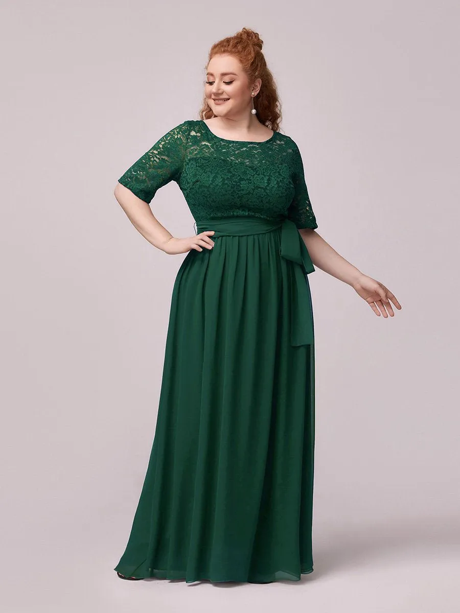 Maxi Long Lace Illusion Wholesale Plus Size Mother Of Bride Dresses EZ07624