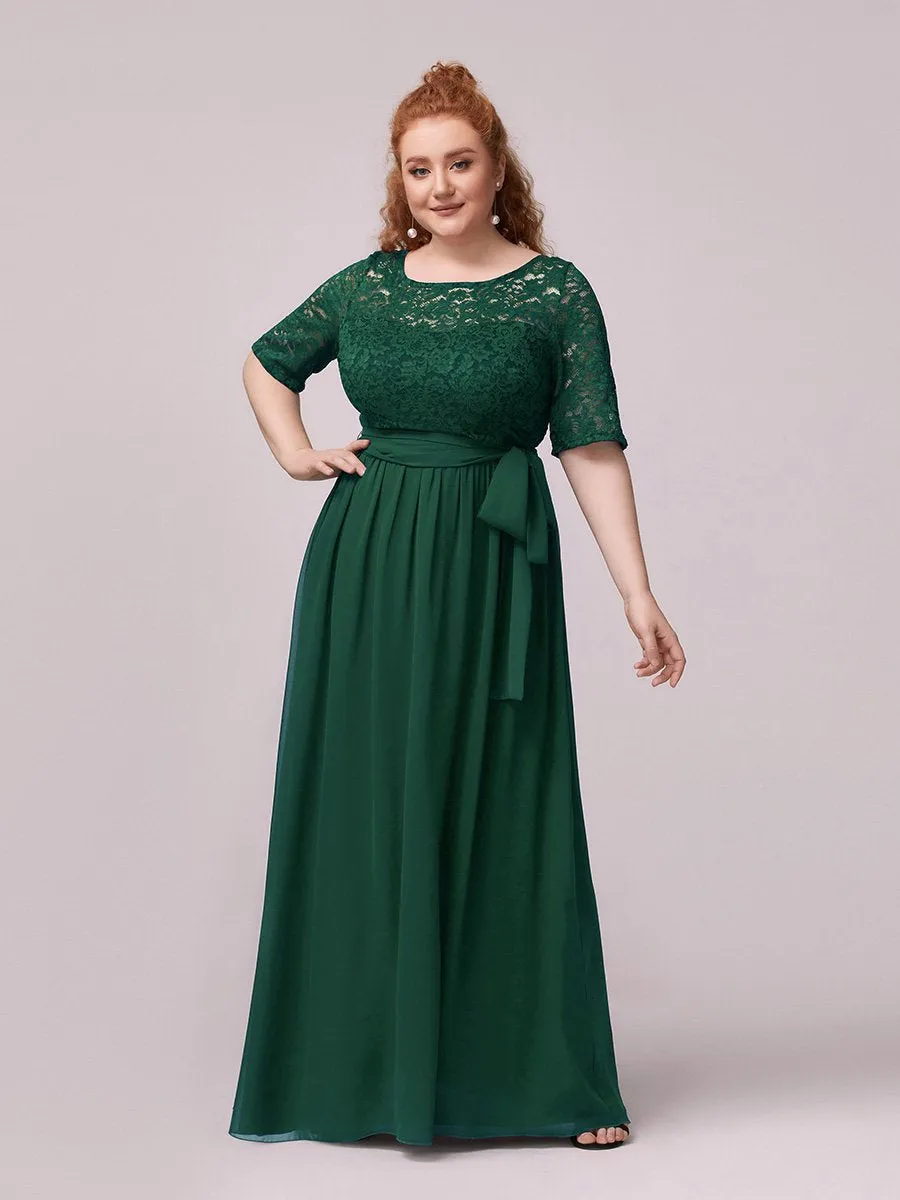 Maxi Long Lace Illusion Wholesale Plus Size Mother Of Bride Dresses EZ07624