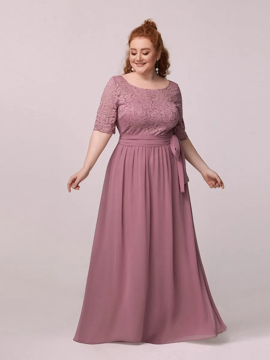 Maxi Long Lace Illusion Wholesale Plus Size Mother Of Bride Dresses EZ07624