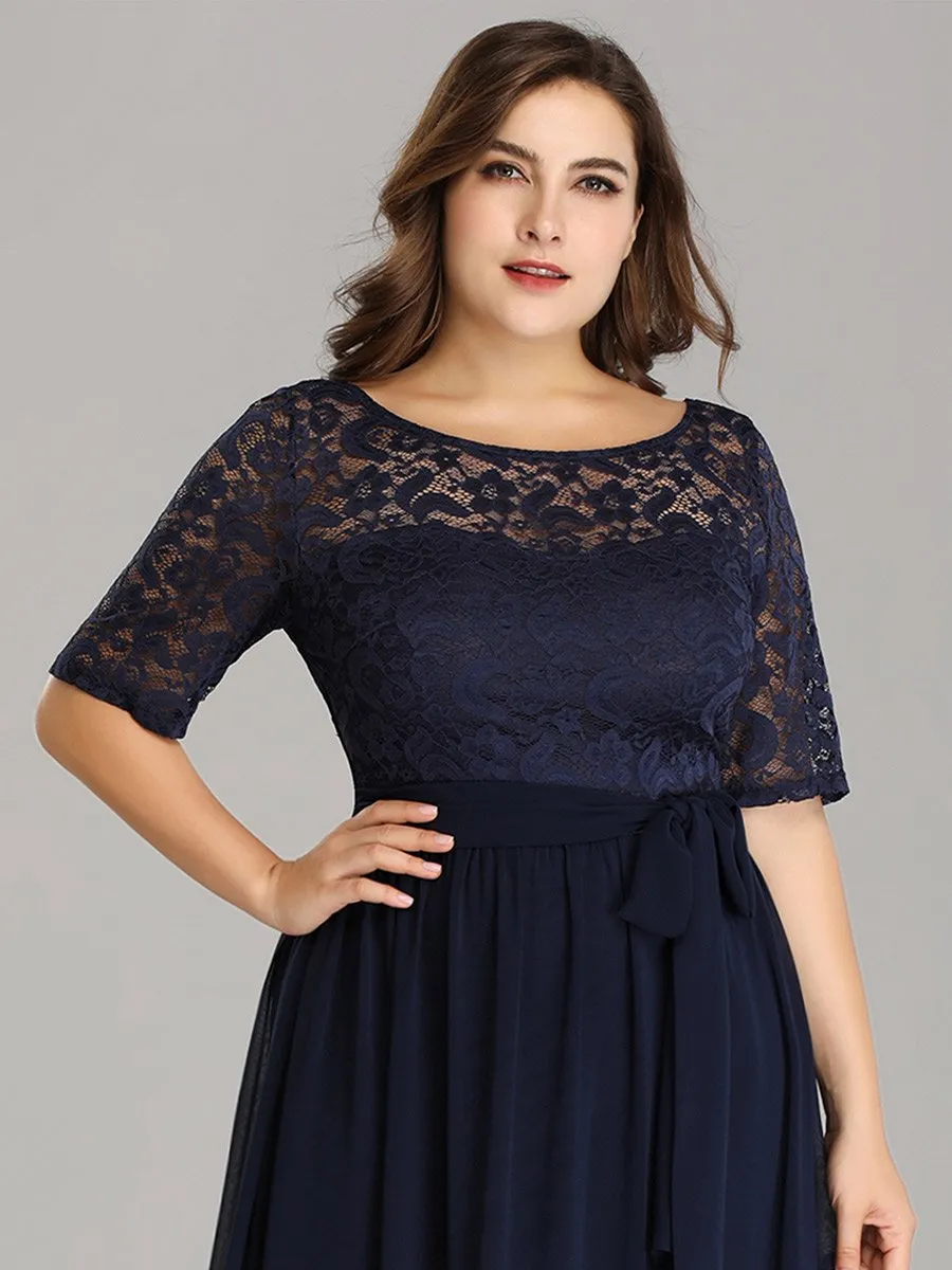 Maxi Long Lace Illusion Wholesale Plus Size Mother Of Bride Dresses EZ07624