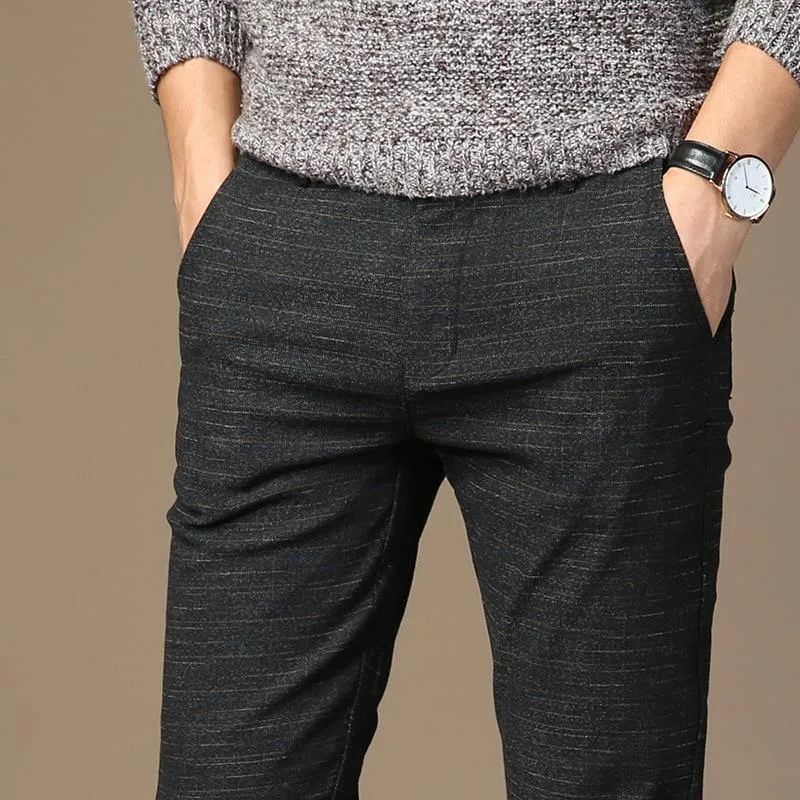 Men's Elastic Straight Thick Classic Pants