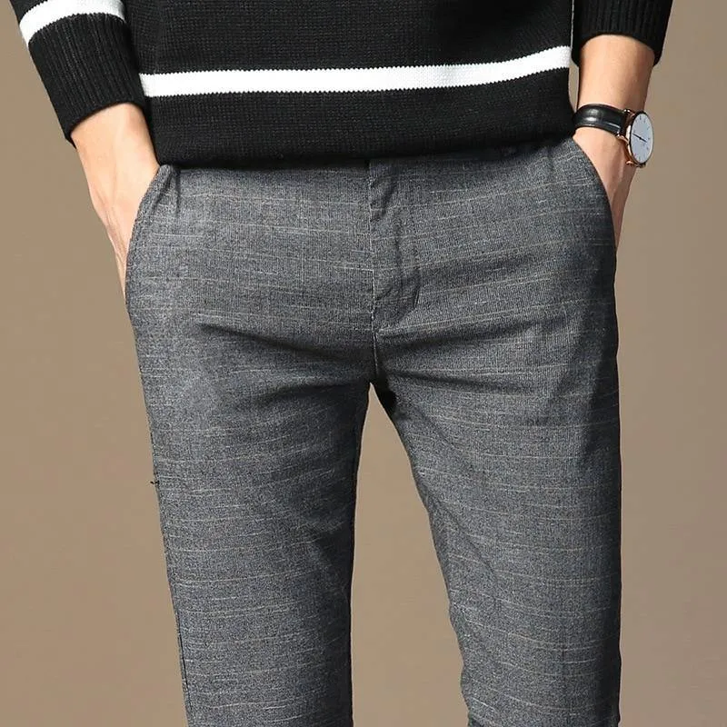 Men's Elastic Straight Thick Classic Pants