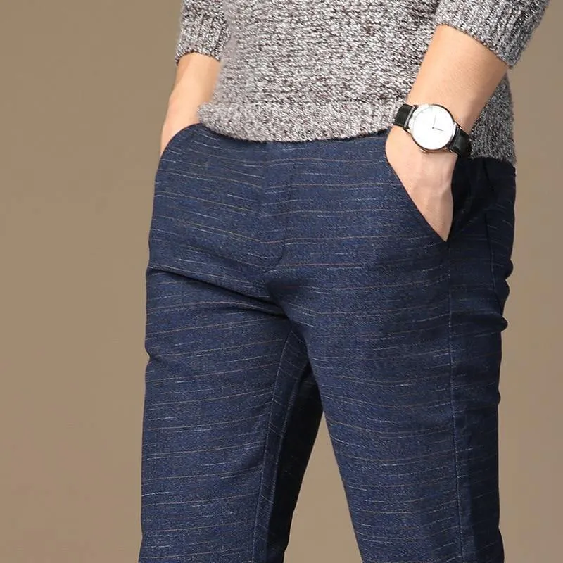 Men's Elastic Straight Thick Classic Pants