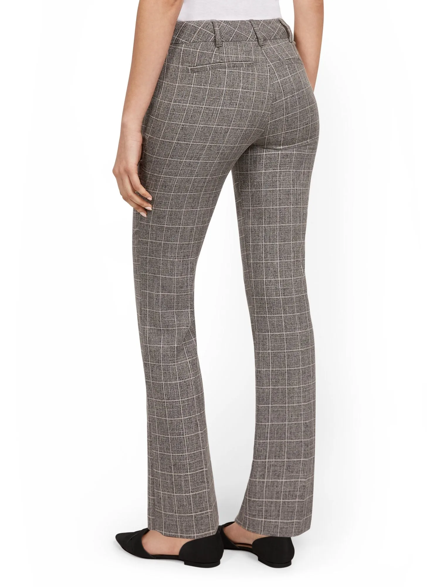 Mid-Rise Windowpane Straight-Leg Pant