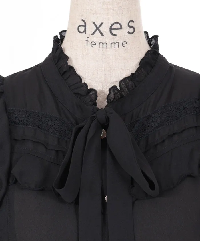Open Shoulder Style Ribbon Blouse