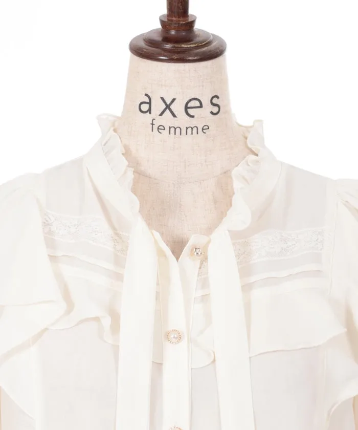 Open Shoulder Style Ribbon Blouse