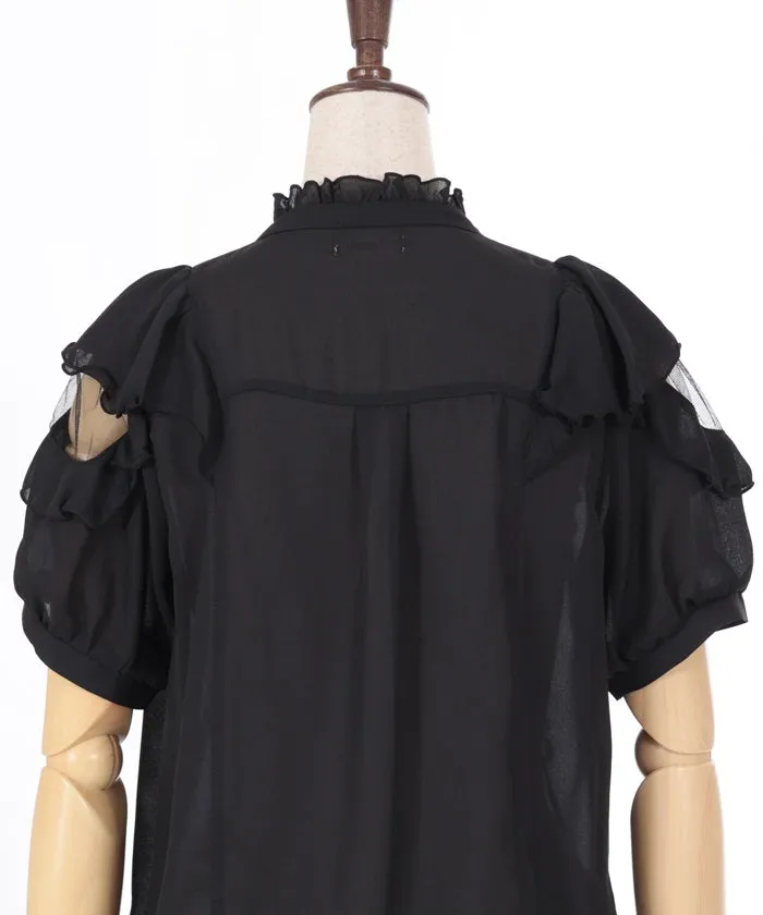 Open Shoulder Style Ribbon Blouse