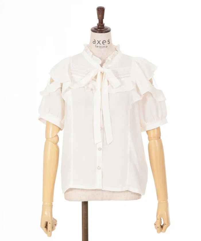 Open Shoulder Style Ribbon Blouse