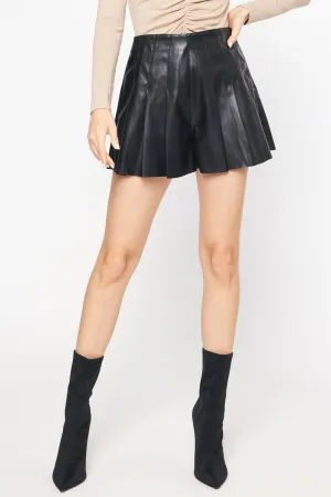 Perfectly Pleated Leather Shorts