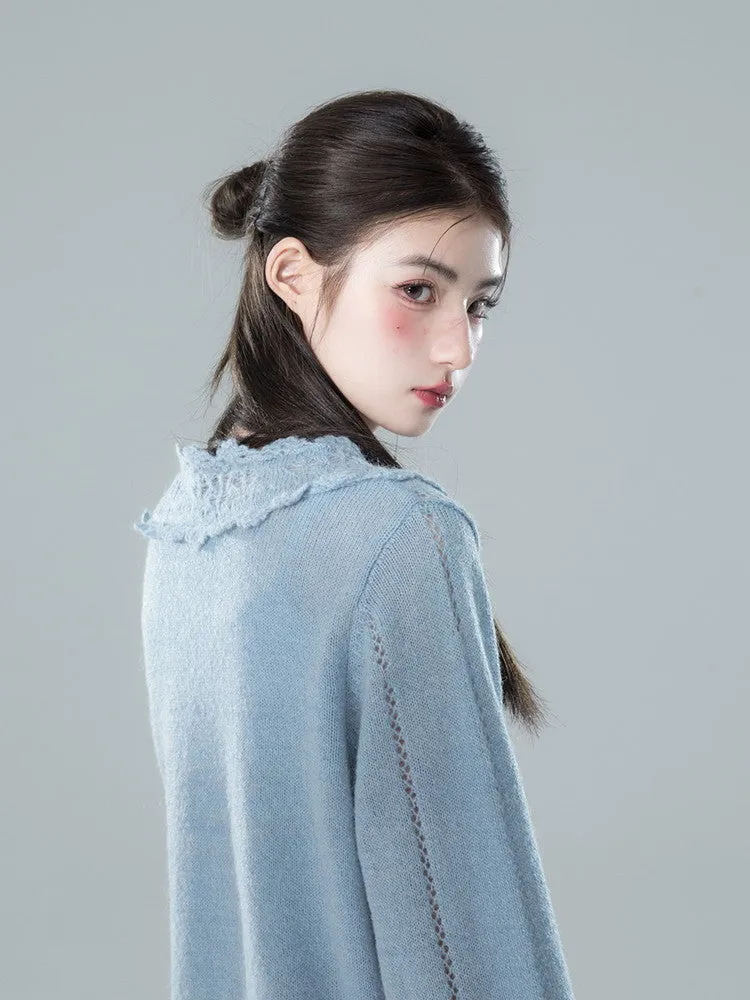 Punching Lace V-Neck Chic Retro Simple Knit