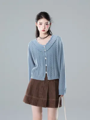 Punching Lace V-Neck Chic Retro Simple Knit