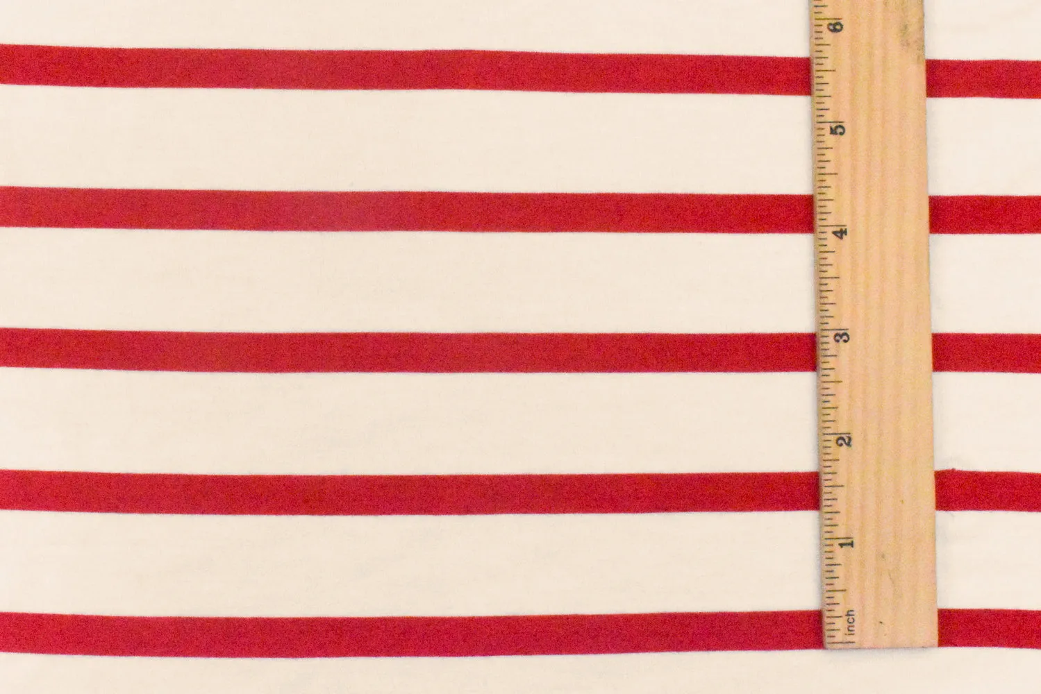 Red-Ivory Stripe Stretch Spandex Rayon Modal Jersey Knit Fabric