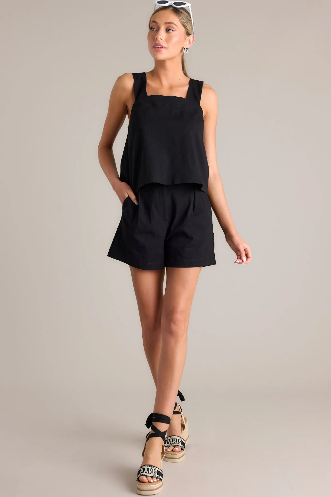 Shadow Chic Black Cotton Blend Tank