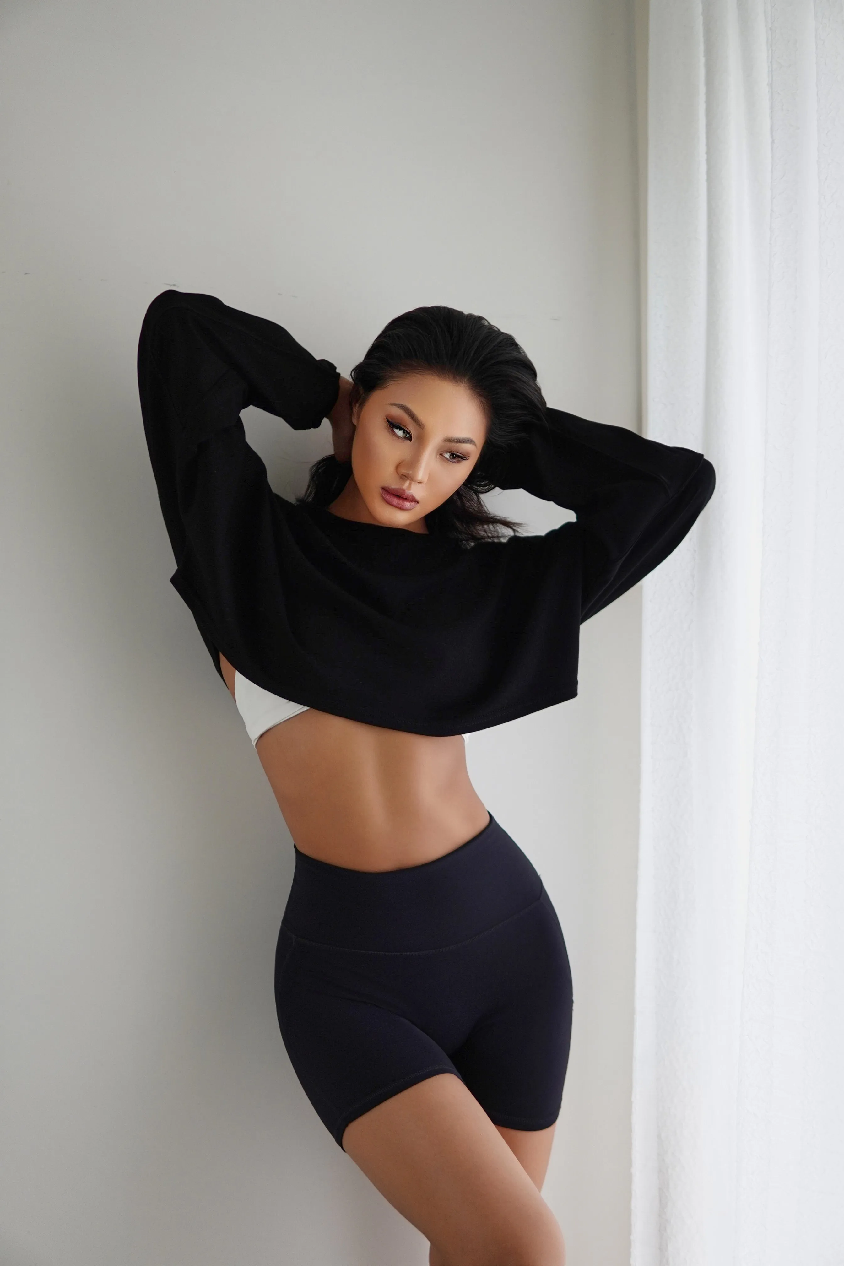 Slouchy Long Sleeve Crop Tops