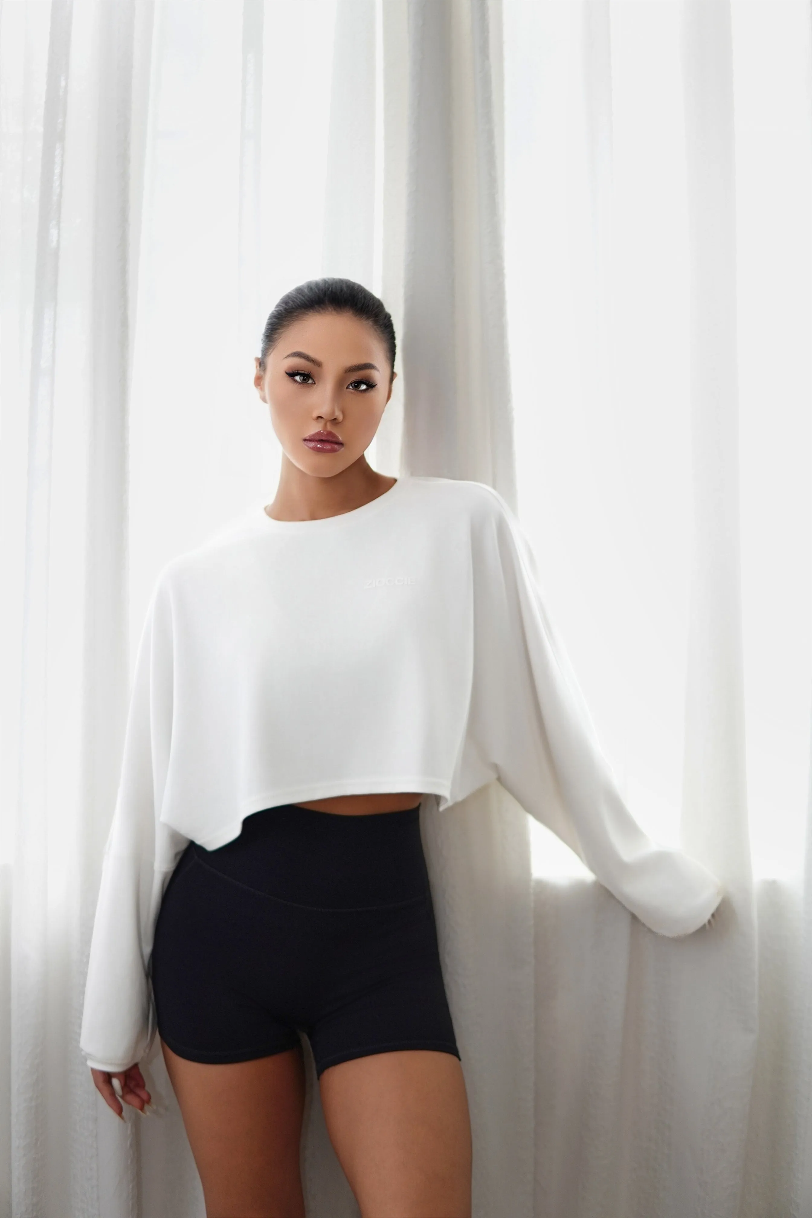 Slouchy Long Sleeve Crop Tops