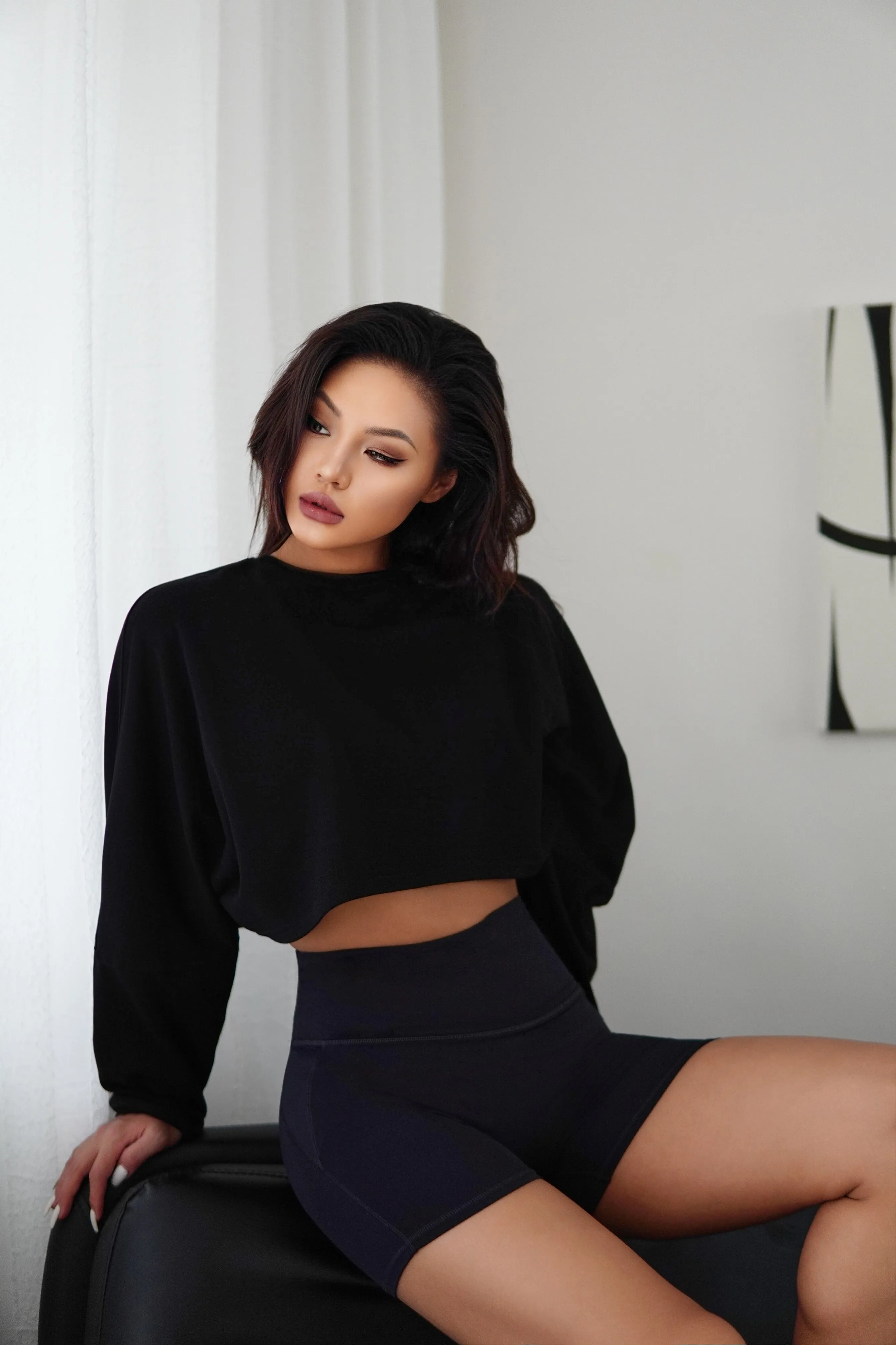 Slouchy Long Sleeve Crop Tops