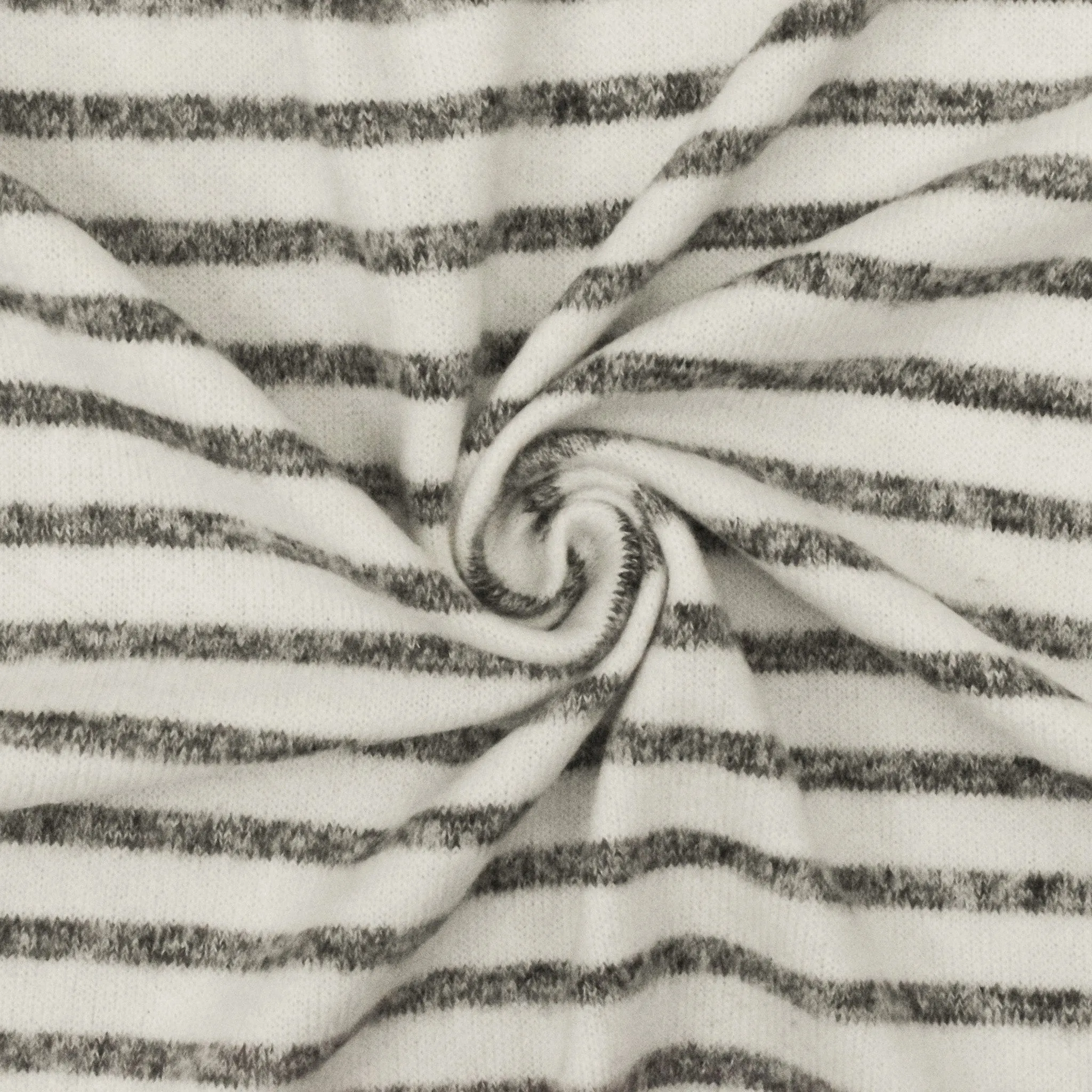 Snow White-Gray Stripe Stretch Rayon Brushed Jersey Knit Fabric
