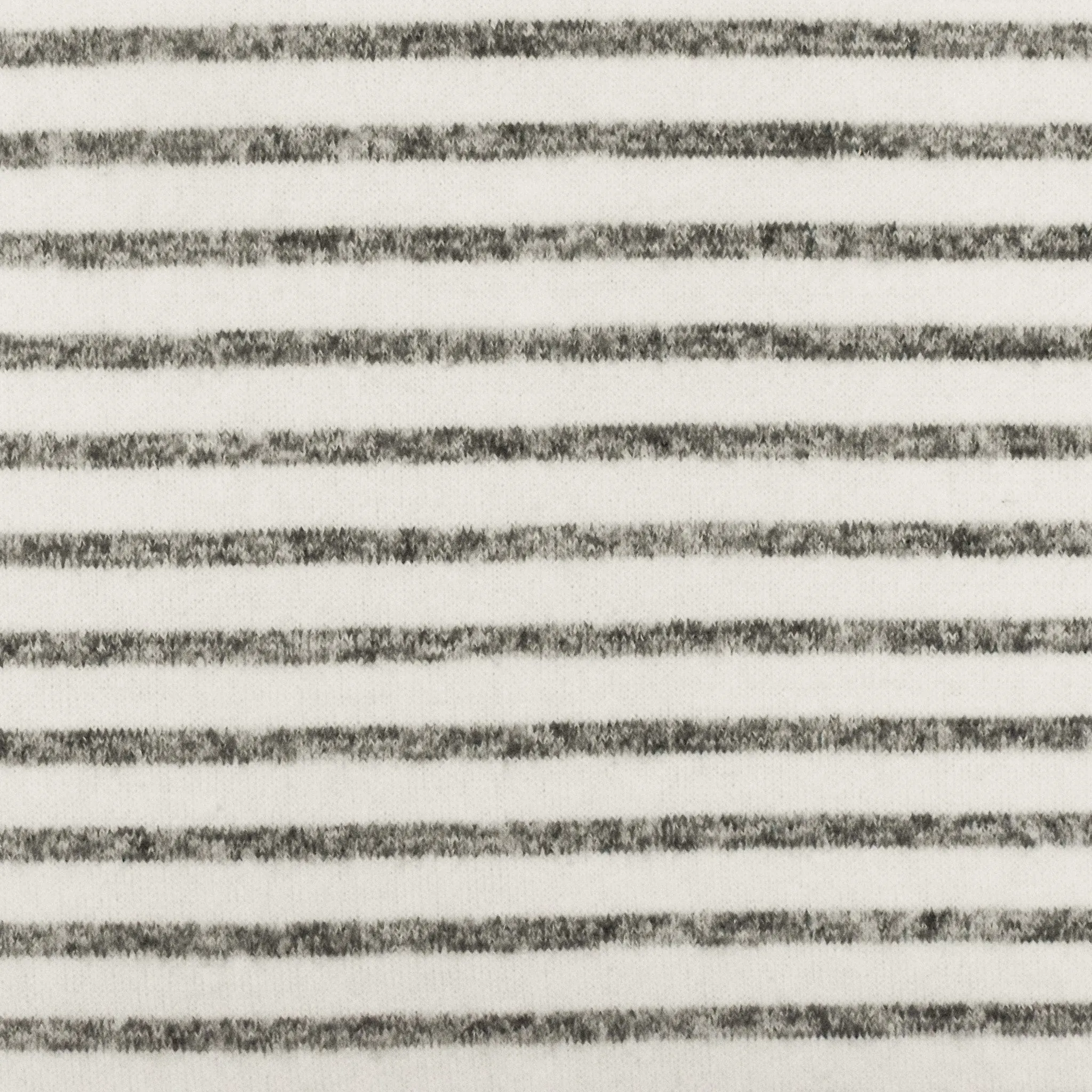Snow White-Gray Stripe Stretch Rayon Brushed Jersey Knit Fabric