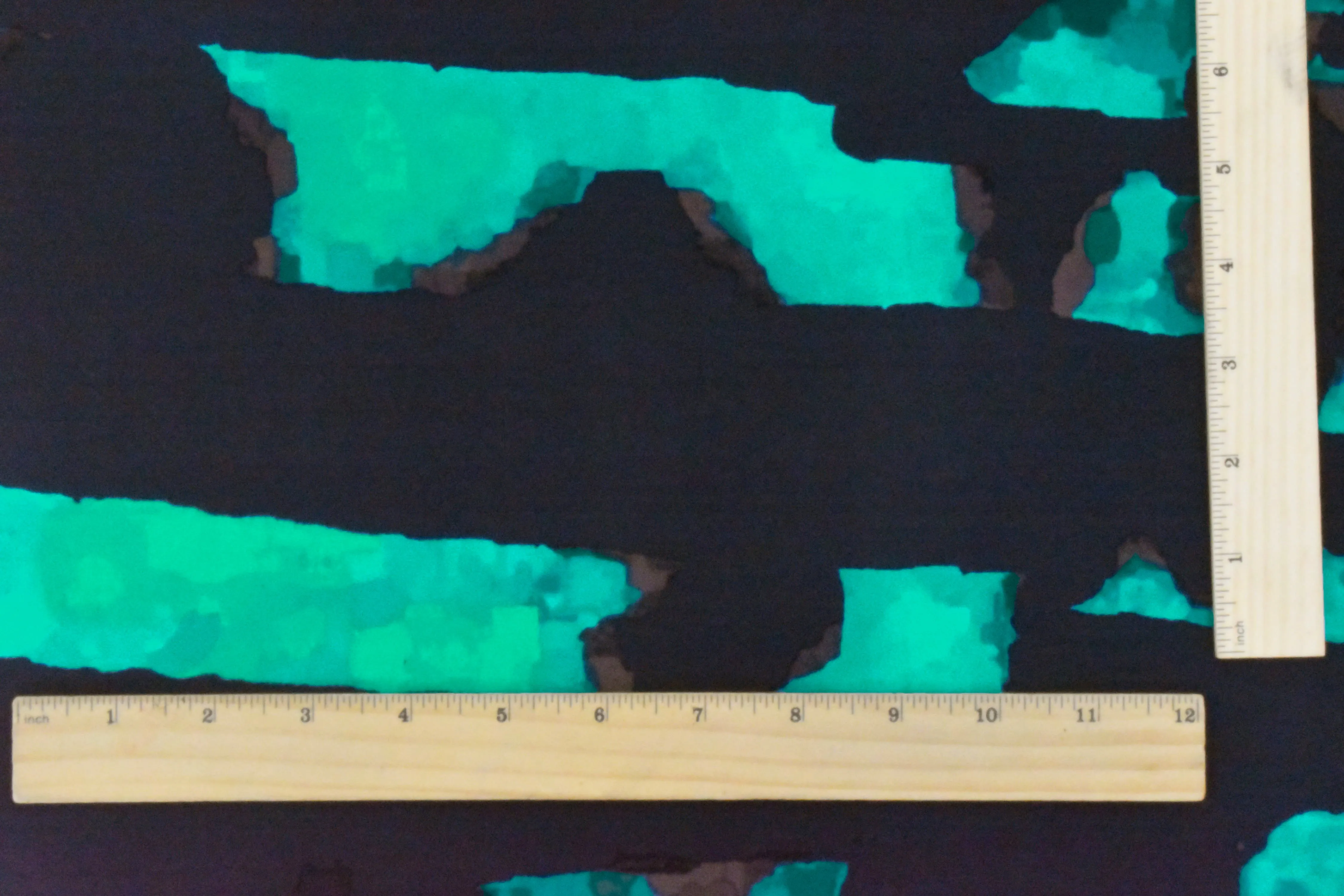 Turquoise-Black-Brown Abstract Printed Swimwear Stretch Tricot Knit Fabric