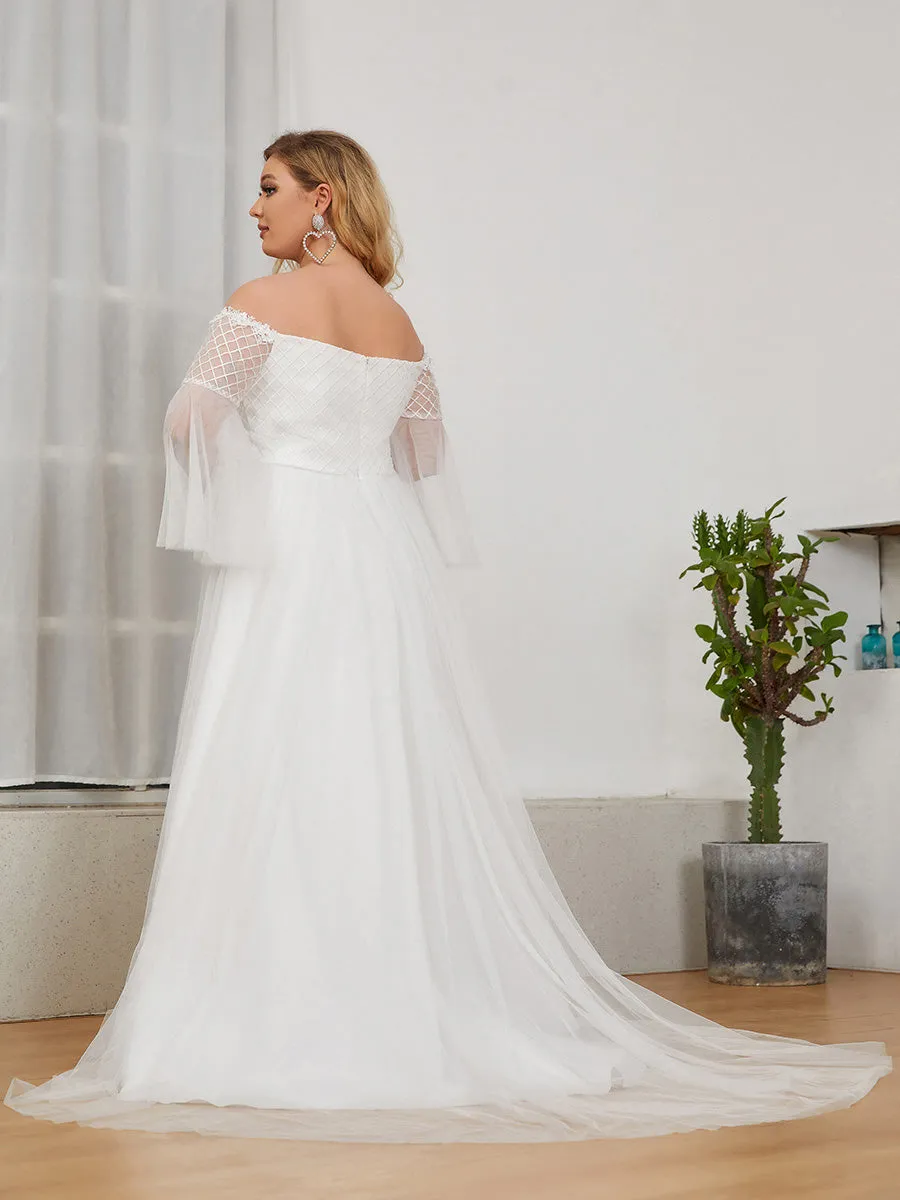 V-Neck A-Line Long Sleeves Wholesale Wedding Dresses EH90363