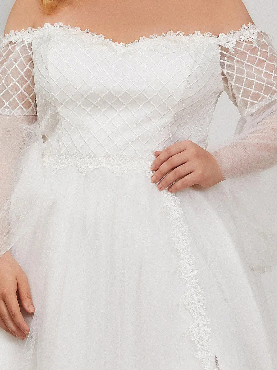 V-Neck A-Line Long Sleeves Wholesale Wedding Dresses EH90363