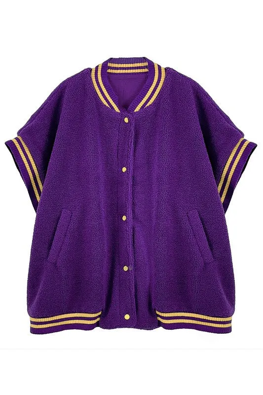 Varsity Sherpa Vest (pink & green, red & white,  royal & white, orange & white, navy & orange, purple & gold, ivy & black)