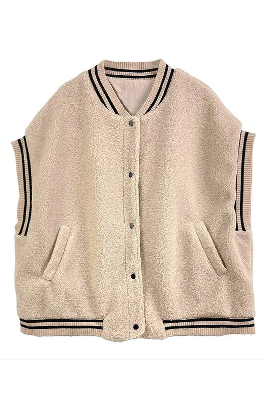 Varsity Sherpa Vest (pink & green, red & white,  royal & white, orange & white, navy & orange, purple & gold, ivy & black)
