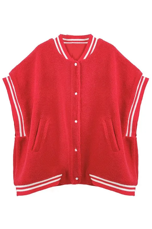 Varsity Sherpa Vest (pink & green, red & white,  royal & white, orange & white, navy & orange, purple & gold, ivy & black)