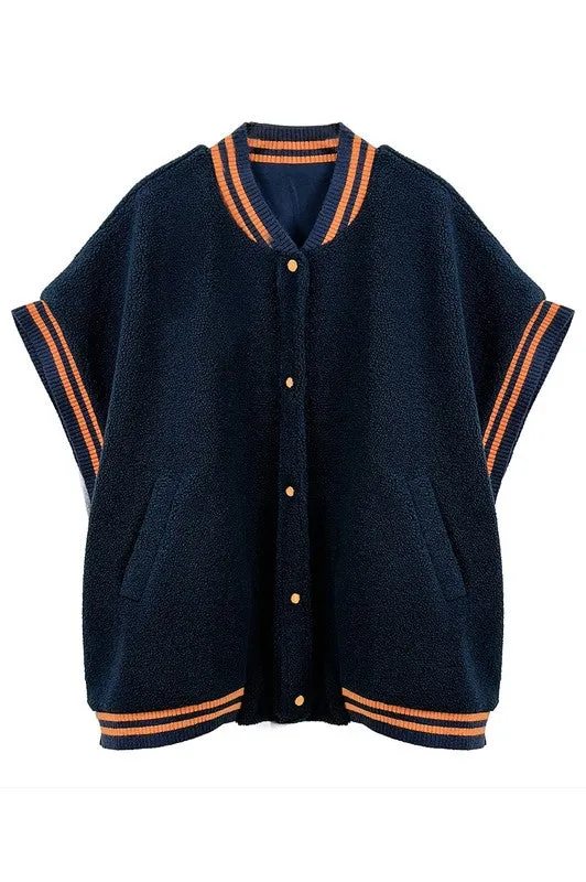 Varsity Sherpa Vest (pink & green, red & white,  royal & white, orange & white, navy & orange, purple & gold, ivy & black)