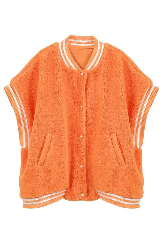 Varsity Sherpa Vest (pink & green, red & white,  royal & white, orange & white, navy & orange, purple & gold, ivy & black)