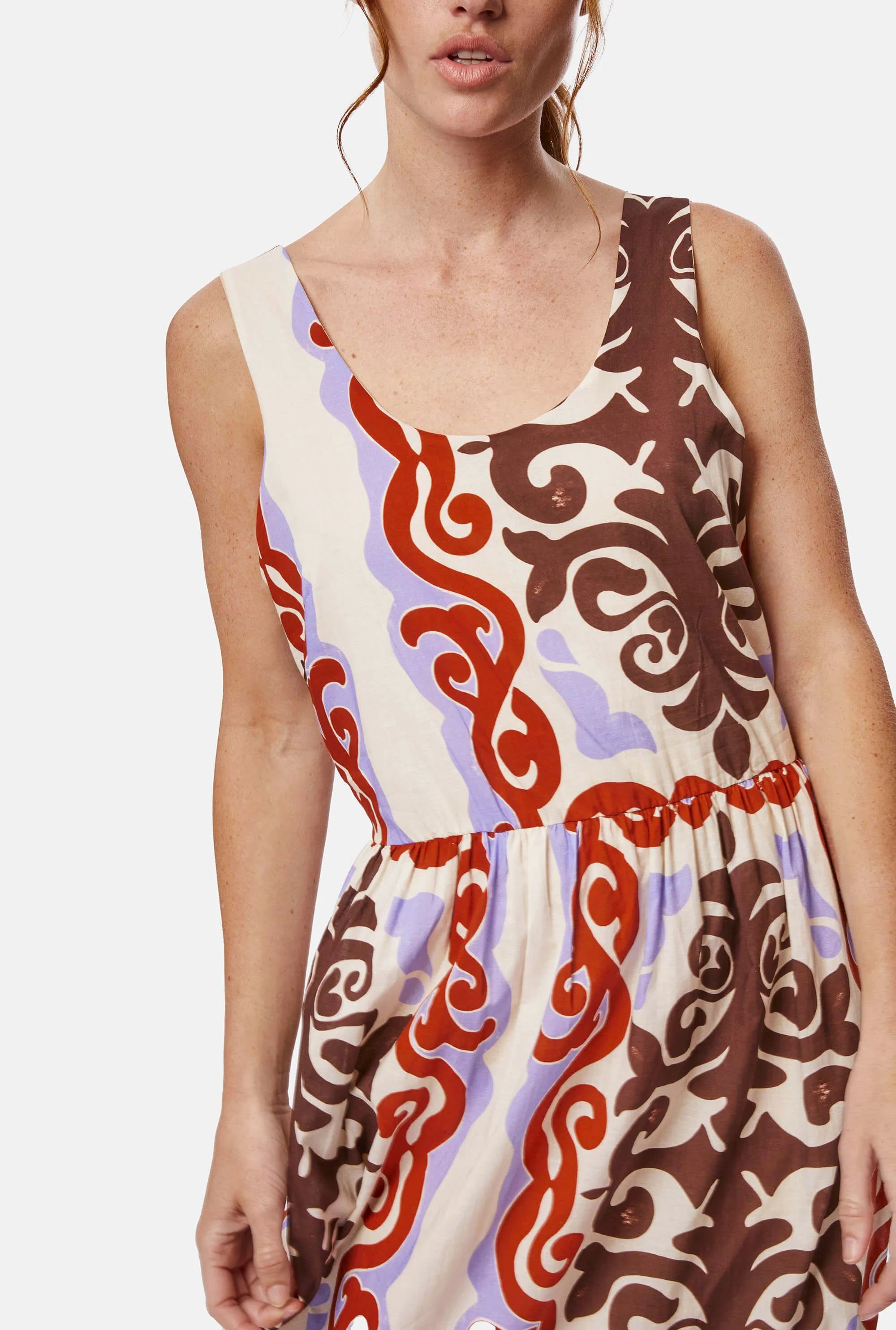 Wide Neckline Strappy Midi Dress