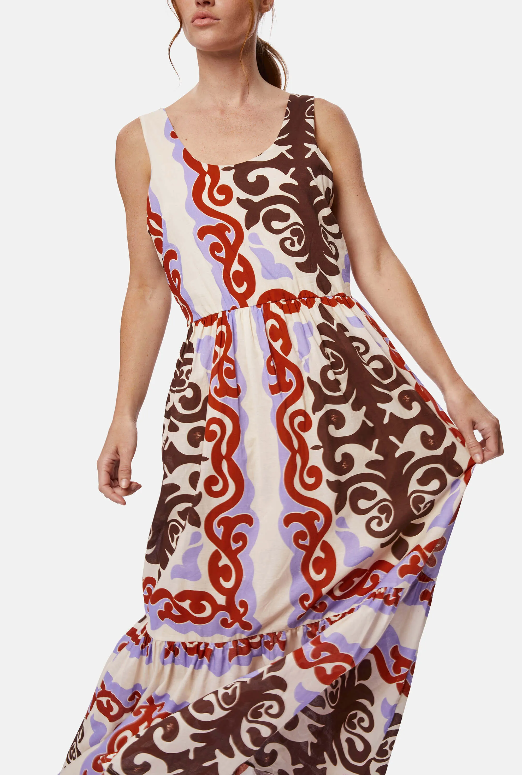 Wide Neckline Strappy Midi Dress
