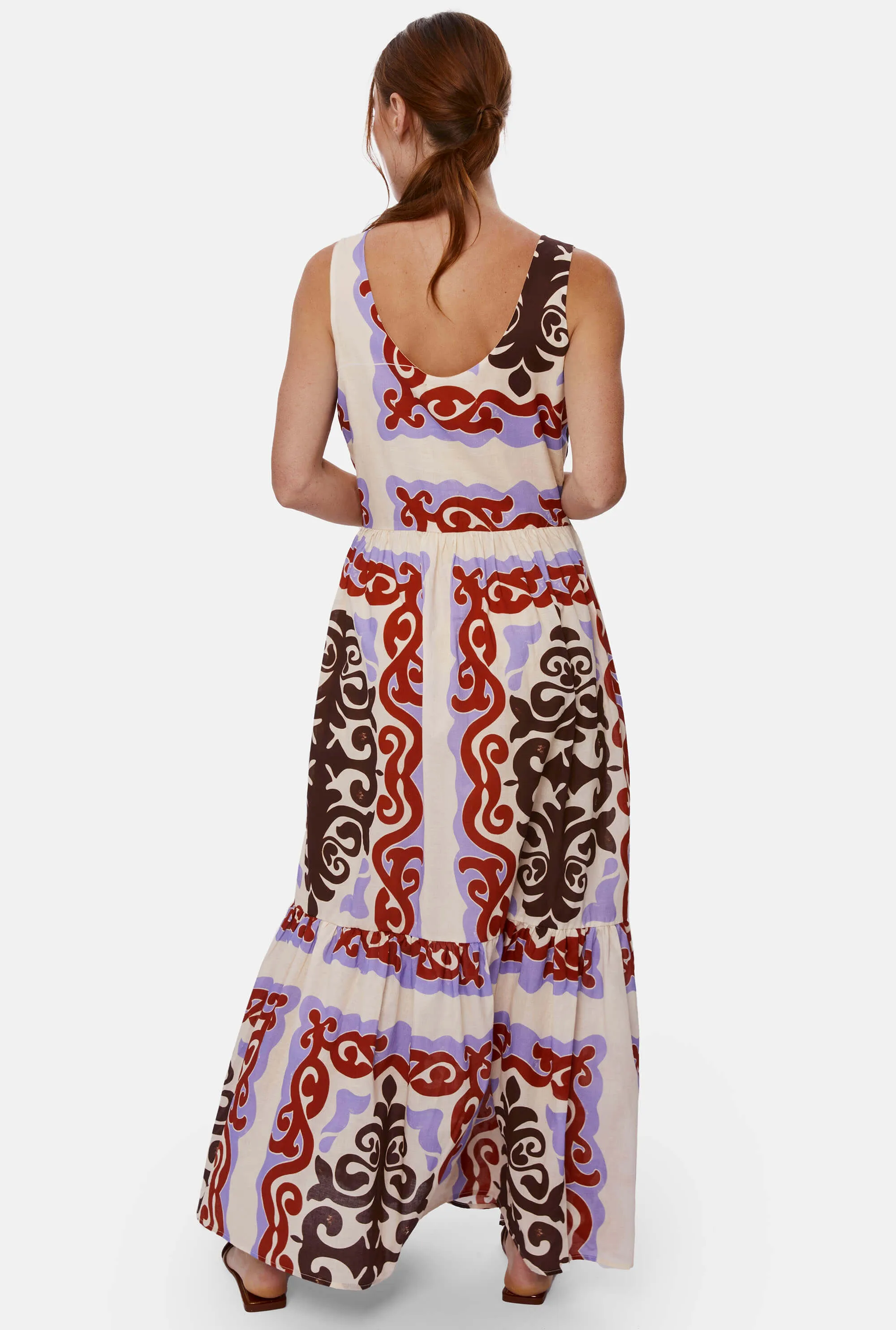 Wide Neckline Strappy Midi Dress