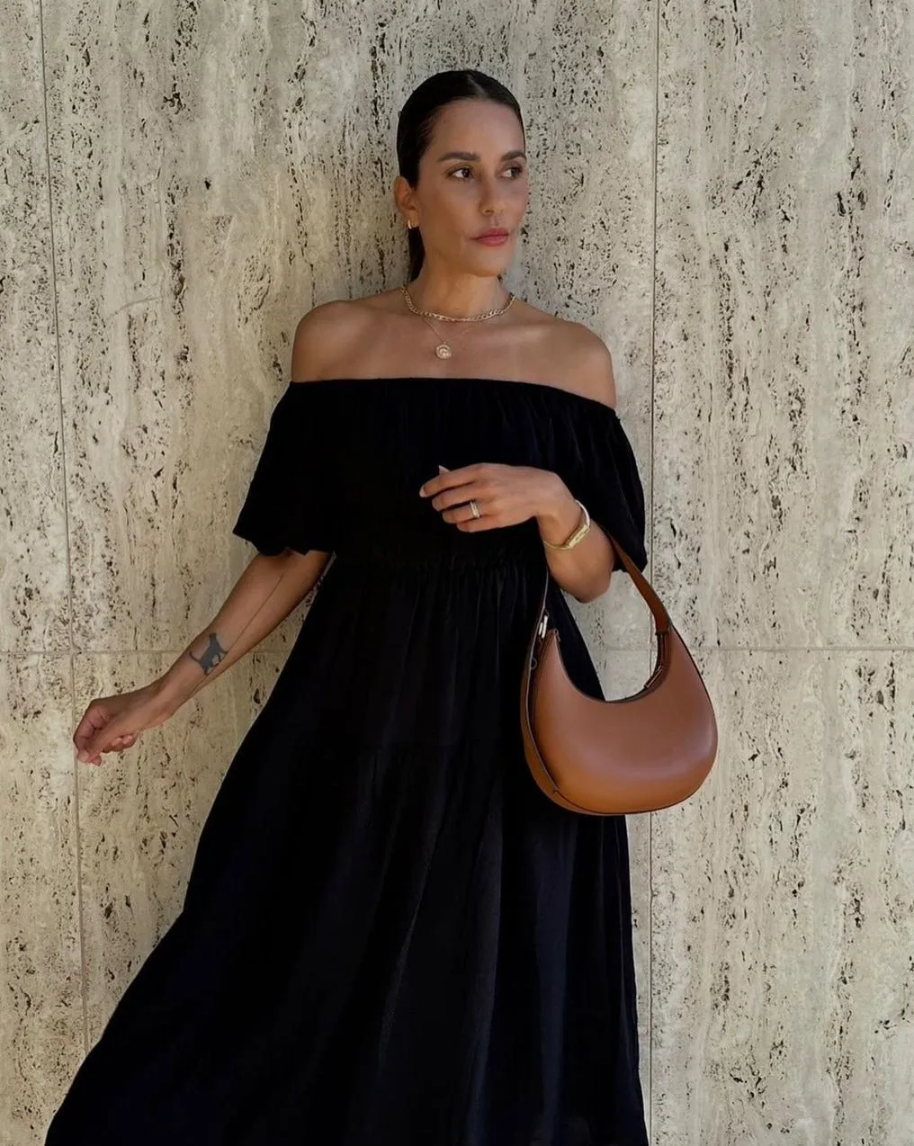 ZESICA Boho Off Shoulder Ruffled Flowy Midi Dress