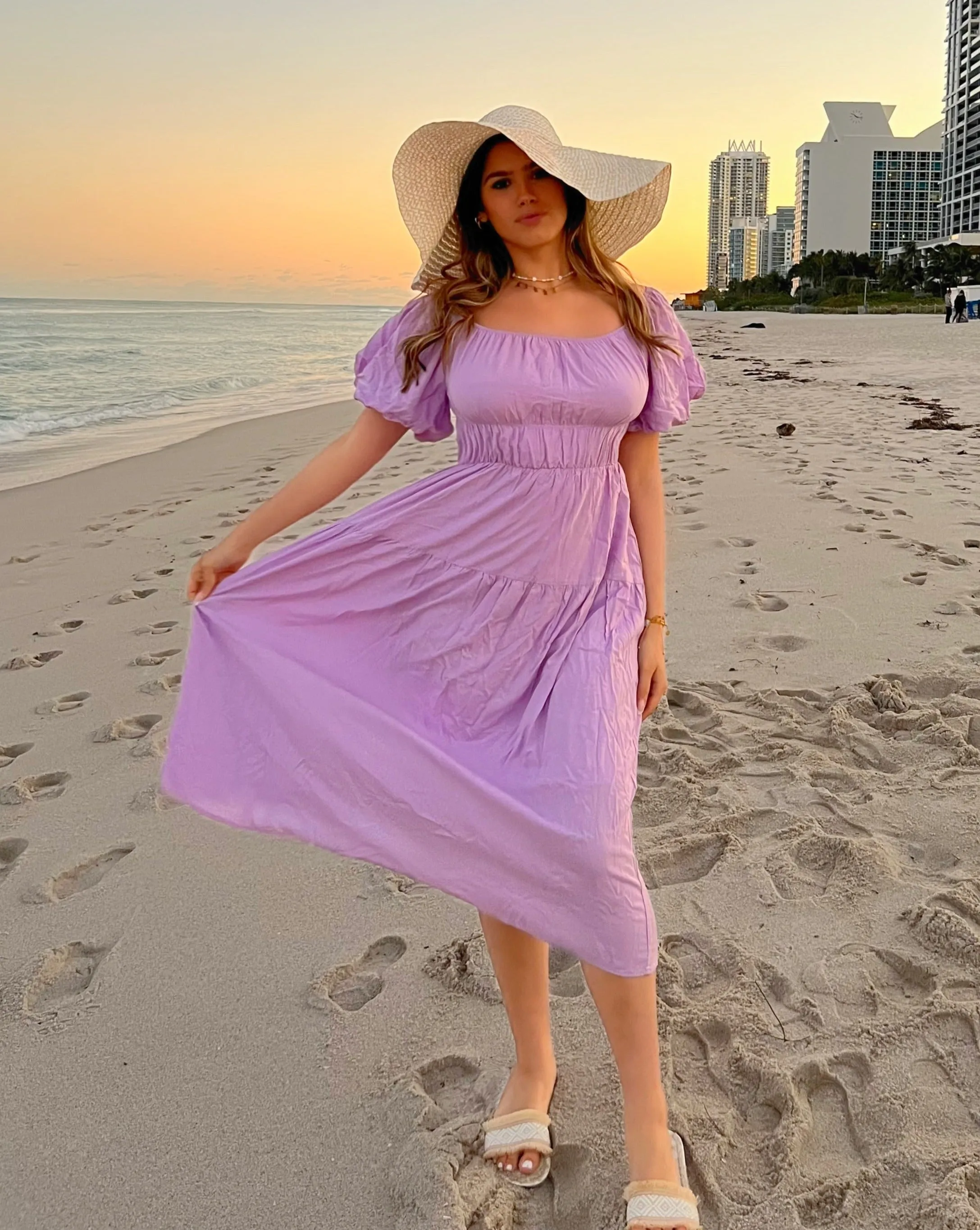 ZESICA Boho Off Shoulder Ruffled Flowy Midi Dress