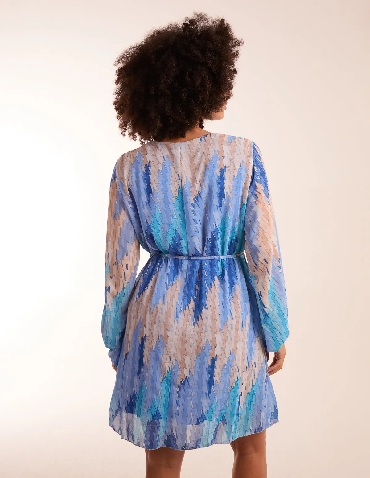 Zig Zag Printed Belted Dress